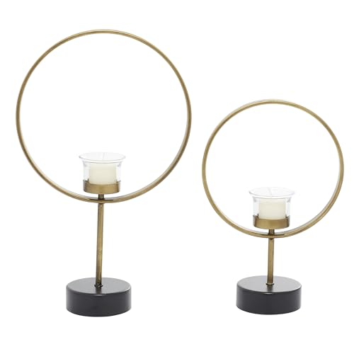 Deco 79 Metal Decorative Candle Holder Circular Votive Candle Stand, Set of 2 Candlestick Holder 15", 11"H, Gold - color: Gold, size: 15", 11"H
