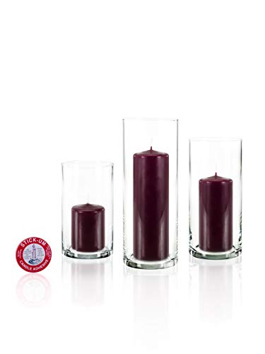yummi Set of 36 Slim Pillars and Cylinder Vases - Magenta - color: Magenta