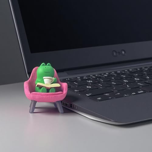 Miniature Frog Anime Figurines - Resin Desk Figurines, Cool Office Gadgets for Desk, Fun Desk trinkets Gift for Frog Lover（Pink Sofa） - size: 02-frog-sofa-pink