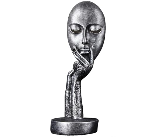 Elegant Abstract Thinking Woman Resin Sculpture - Modern Minimalist Geometric Decor, 7 Colors, 2 Sizes (12" and 15") - Contemporary Art for Living Room and Study (Silver 12 inch) - color: Silver 12 Inch