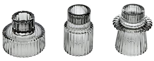 Vixdonos Taper Glass Candlestick Holders Tealight Candle Holders for Table Centerpieces, Wedding Decor and Dinner Party (3 Pcs, Gray) - color: Gray, size: 3 Pcs