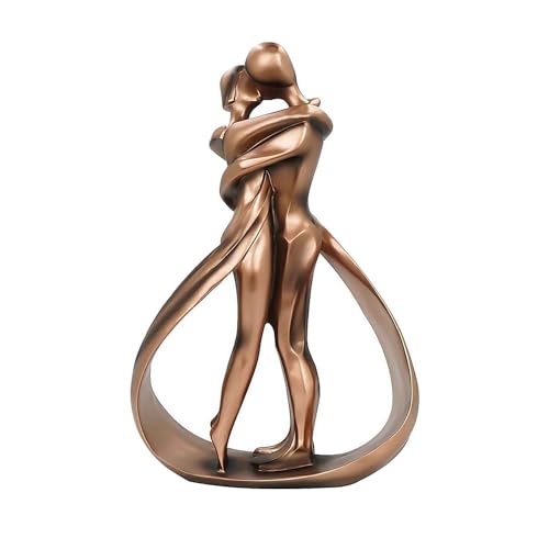 Resin Couple Statue, Modern Decor Romantic Lovers Embrace Statue Abstract Sculpture Wedding for Home Table Bookshelf Desktop Decoration