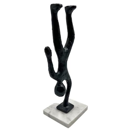Pemberly Row Handmade Metal Abstract Sculpture, Black Aluminum, 12 in, Upside Down Person Design, Lightweight Modern Home Decor for Mantels, Bookshelves, or Desks - color: Black