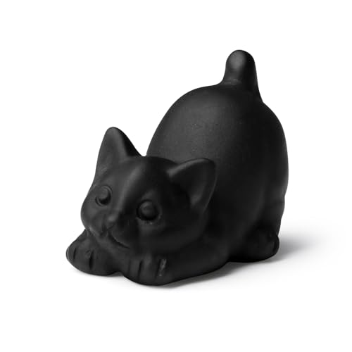 2" Black Cat Statue Obsidian Crystal Cat Decor Figurines Carved Room Decor for Desk Lazy Sculpture Handcrafted Healing Stone Natural Gemstones Spiritual Gifts for Cat Lovers - color: Black-matt Obsidian