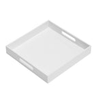 KEVLANG Glossy White Sturdy Acrylic Serving Tray with Handles-14x14Inch-Serving Coffee,Appetizer,Breakfast,Butler-Kitchen Countertop Tray-Makeup Drawer Organizer-Vanity Table-Ottoman Tray - color: Glossy White, size: 14" x 14" x 2"