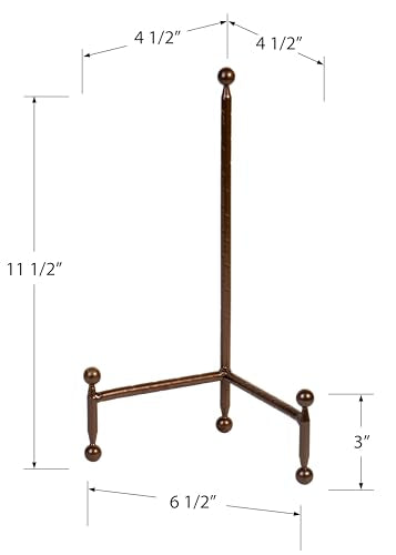 Red Co. Decorative Tripod Plate Stand and Art Holder Easel in Bronze Finish - 11.5" h - color: Bronze, size: Height - 11.5"