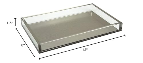 Tizo Design Elegant Lucite Tray, 12" x 8" Acrylic, Multiple Colors Available (Silver) - color: Silver