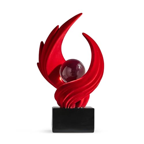 FJS Modern Red Statue Living Room Decor, Abstract Art Table Decor Accents, Resin Sculptures Home Decorations for Table Bookshelf TV Stand Living Room Dining Room Office - color: A-red