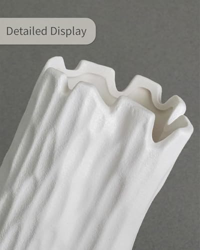 7.5 Inch White Ceramic Vase, Organic Nature Shape, OOSTONEE Boho Nordic Modern Style Small Flower Vase, Shelf, Home, Living Room, Coffee Table Centerpiece, Ceramic vases for Home Decor - color: White, size: Small