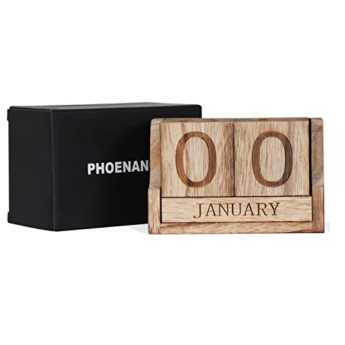 Wooden Desk Calendar,Desk Calendar Blocks for Teachers,Office Perpetual Date Block Small Home Desktop Decor Chic Vintage Month with Number Cubes Display Rustic Decoration(Carbonized Black) - color: Rustic Carbonized Black