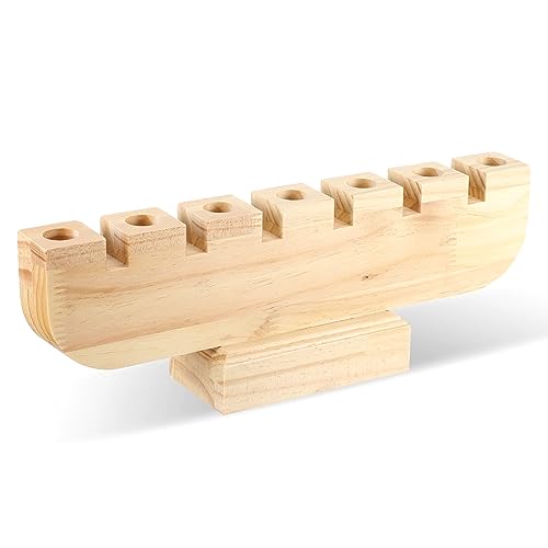 Sliner Kwanzaa Kinara Wooden Candle Holder Handmade Wood Tapers Candles Holders Africa Table Ceterpiece Taper Candlesticks Holders for Home Celebration Kwanzaa Party Decor(Natural) - color: Natural