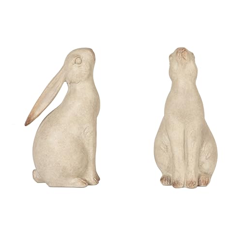 Creative Co-Op Decorative Resin Rabbit Bookends, Grey - color: Grey Wash