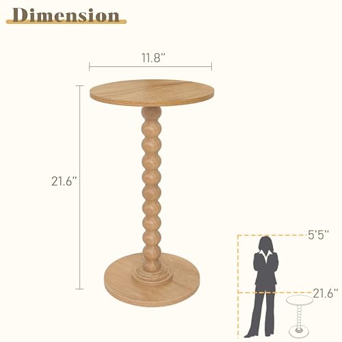 Fultyle Small Side Table, Drink Table for Small Spaces, Modern Martini Table with Solid Wood Leg, Round End Tables Living Room for Bedroom and Office (Rustic Walnut) - color: Rustic Walnut
