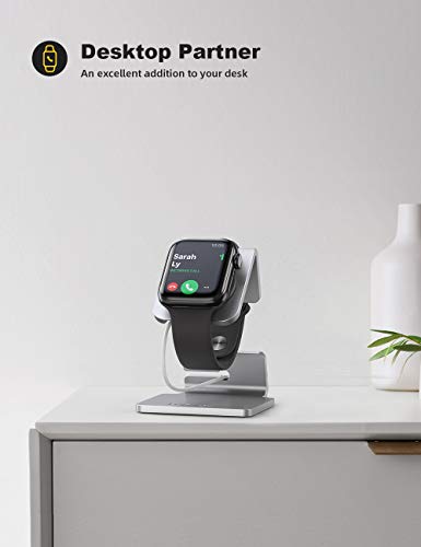 Lamicall Apple Watch Accessories, Watch Stand for Apple Watch Magnetic Fast Charger, Desk Charging Stand Holder Dock, Gift Gadeget for iWatch Series SE 11 10 9 8 7 6 5 4 3 2 1, Series Ultra, Sliver - color: Sliver