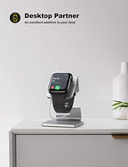 Lamicall Apple Watch Accessories, Watch Stand for Apple Watch Magnetic Fast Charger, Desk Charging Stand Holder Dock, Gift Gadeget for iWatch Series SE 11 10 9 8 7 6 5 4 3 2 1, Series Ultra, Sliver - color: Sliver