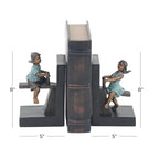 Deco 79 Polystone People Bookends with Swing Set, Set of 2 5"W, 8"H, Brown