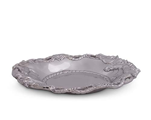 Arthur Court Aluminum Equestrian Horse Oval Tray 14 x 10 inch - Handcrafted with Rope Detail, Perfect for Horse Race Fans or Ranch Events, Freezer & Oven Safe, Gift Box Included