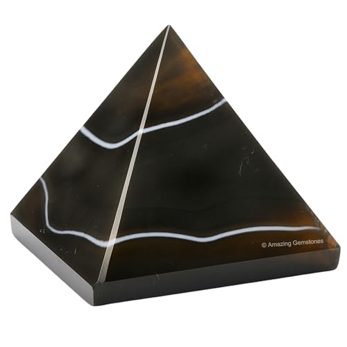 Amazing Gemstone Black Onyx Pyramid Crystal Healing Stones - 2" Great Pyramid Figurine of Natural Stone Pyramid for Meditation, Reiki, Chakra Balancing and Crystal Pyramids Grid - color: Black Onyx
