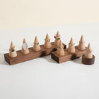 GemeShou Wooden ring organizer holder for jewelry, Stable ring display stand for boutique store, walnut base with white ring cones for jewelry selling【Ring holder-Cone 5】 - style: Five Cone