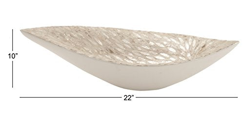 Deco 79 Mother of Pearl Shell Living Room Decor Tray, Oval Serving Tray, 22" x 6" x 10", White