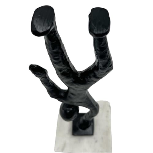 Pemberly Row Handmade Metal Abstract Sculpture, Black Aluminum, 12 in, Upside Down Person Design, Lightweight Modern Home Decor for Mantels, Bookshelves, or Desks - color: Black