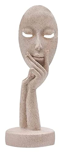Sculpture Tabletop Decor Minimalist Woman Face Statue Thinker Office Living Room Counter Bedroom (Color : Beige, Size : S) - color: Beige, size: Small