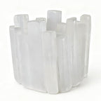 Selenite Tea Light Holder, Natural Selenite Crystal Candle Holders with Different Shapes, for Home Decor, Meditation, Yoga, Reiki, Gifts (Square Irregular Cup)