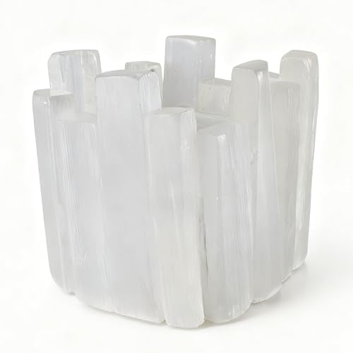 Selenite Tea Light Holder, Natural Selenite Crystal Candle Holders with Different Shapes, for Home Decor, Meditation, Yoga, Reiki, Gifts (Square Irregular Cup)