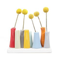Chive - Pooley 2, Ceramic Flower Vase, 8-Tube Shape (Red) - color: Red