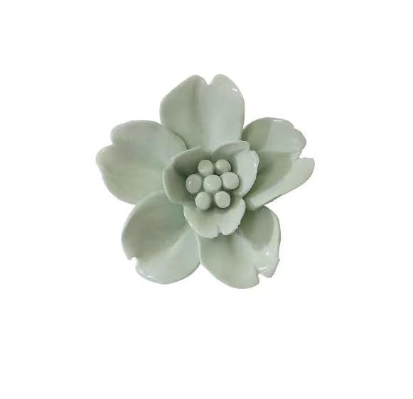 Snow Lotus，2.76" Ceramic Flower Wall Art, Artificial 3D Flower Wall Art, Handmade 3D Wall Art Hanging Sculpture, Porcelain Flower Wall Decoration for Home Office Decor (Light Green) - color: Light Green,Snow Lotus,2.76"