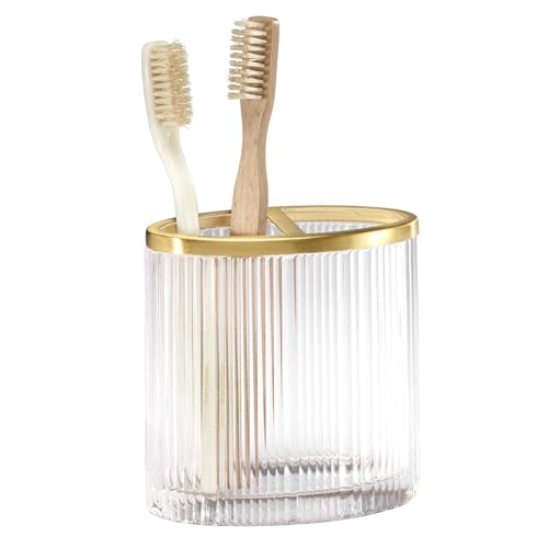 Nicole Miller - Bathroom Set, 4pc Glass Countertop Accessories, Dorm Room Essentials (Louise Collection, Clear) - size: 4pc Bath Set