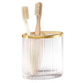 Nicole Miller - Toothbrush Holder, Glass Countertop Accessories, Dorm Room Essentials (Louise Collection, Clear) - size: Toothbrush Holder