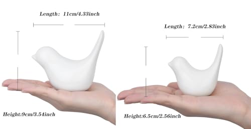 LAIDANLA Small Birds Statues White Modern Style Home Decor Birds Small Animal Sculpture for Living Room Office Desktop Shelf Coffee Table Bedroom（2pcs） - color: C-white