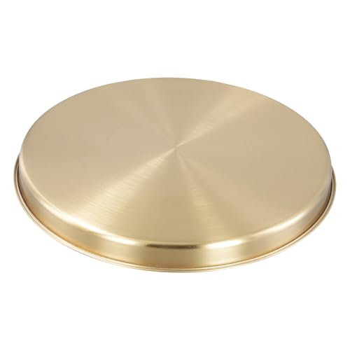 4 PCS Gold Round Tray, 11.8 Inch Stainless Steel Serving Tray Jewelry Dish Makeup Vanity Organizer, Gold Platter Circle for Countertop, Bathroom, Perfume