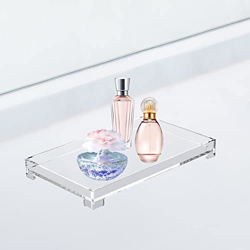 Vanity Bathroom Tray, Acrylic Rectangle Decorative Catchall Organizer Storage Tray (Medium-Clear) - color: Medium-clear, size: 9.6" x 5.9" x 1.1"