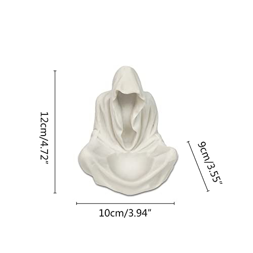 White Goth Wizard Crystal Ball Stand Sphere Display, Natural Healing Feng Shui Glass Orb Holder Base Statue Decoration, for 30mm-50mm Sphere - style: White Goth Wizard
