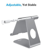 OMOTON Tablet Stand Holder Adjustable, T1 Desktop Aluminum Tablet Dock Cradle Compatible with iPad Air/Mini, iPad 10.2/9.7, iPad Pro 11/12.9, Samsung Tab and More, Grey - color: Grey