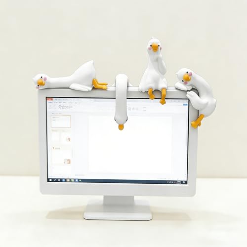 Cute White Duck Decor Figurines - 4PCS Mini Resin Duck Statues for Computer Monitor, Desk, Car Dashboard, Bookshelf - Funny Animal Ornaments for Home Office Decor, Unique Gifts for Women, Kids - color: Yy