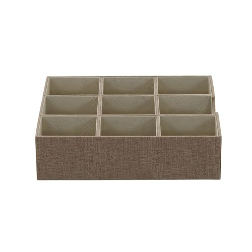 Household Essentials Brown 723-1 Deep 9 Section Drawer Organizer Box for Storage | 12 in x 12 in 3.13 - color: Latte