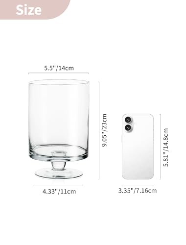 Glass Candle Holder for Pillar Candles - Large Glass Vases for Table Decoration, Clear Hurricane Candle Holder for Wedding Christmas Halloween Party Centerpiece Dining Room Decor, Gifts for Women