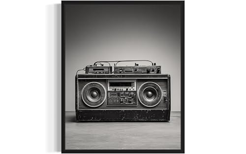 Boombox Art Music Poster - Musical Instrumental Wall Art Print - Black and White - Photography Musical Art - Bedroom or Office Living Room Decor 137 (Boombox, 18 x 24 inches, Unframed) - color: Boombox, size: 24"L x 18"W