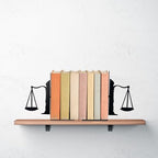 Metal Bookends - Justice Scale Design - Heavy Duty Black Book Ends for Office, Law Library, Law Student or Legal Desk Decor