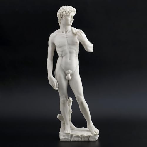 Veronese Design 20 1/8 Inch David by Michelangelo Resin Sculpture Painted Marble White Finish - size: Large