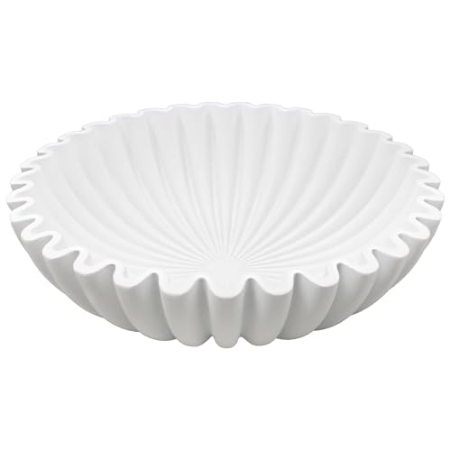 YMXYJM Large Decorative Bowl, Modern Handicraft Bowls for Home Decor, Decorative Fruit Bowl for Kitchen Counter, Ruffle Bowl Decor, Stylish Key Bowl for Entry Table, White - color: White