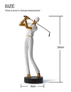 HAUCOZE Golf Figurine Statue Golfer Sculpture White Modern Home Decor Sports Office Gift Polyresin 9.6 Inch