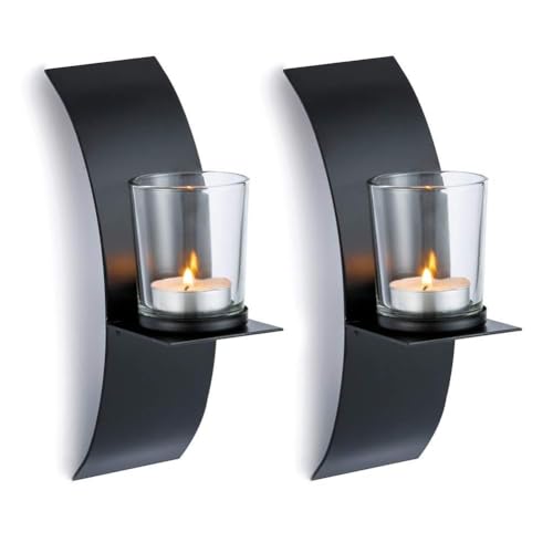 Sziqiqi Wall Candle Sconces for Decorations, Black Metallic Wall Mounted Candle Sconces for Room, Hallway, Entryway, Bathroom Decor - color: Black