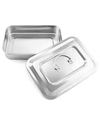 QWORK 201 Stainless Steel Instrument Tray Organizer Holder with Lid and Handle Grip for Lab Science Instruments, 9.5" x 6.3" x 2"