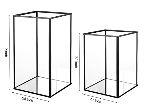yshengood Hurricane Candle Holder Set of 2 Pcs, Black Candle Holder for Pillar Candle - size: 2-Piece Set (1 Large + 1 Medium)