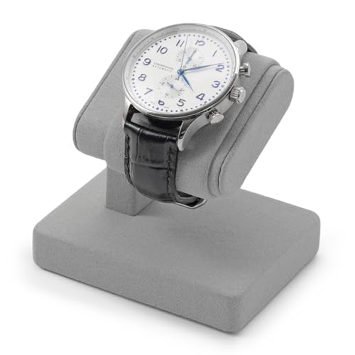 Microfiber Watch Display Stand T-bar Watch Stand Holder Organizer For Men And Women Wristwatch, Bracelet,Storage Display Rack (Grey) - color: Gray, size: 1 Slot