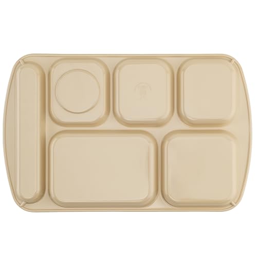 G.E.T. 6 Compartment School Cafeteria Tray, Right Handed, 10" x 15", Tan (4 Pack) - color: Tan, size: 10" x 15", style: 4 Pack Right Handed Trays